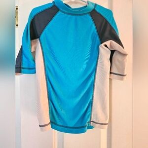 Cherokee Kids Teal-Gray & White Swim Shirt S/P 6-7